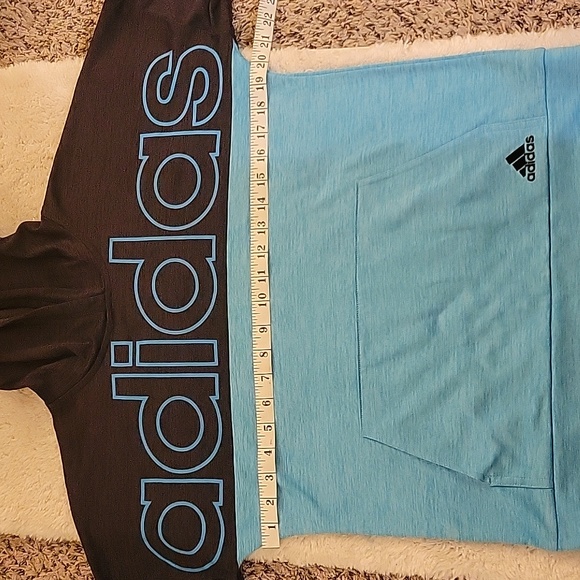 ADIDAS Youth, Hooded Blue Sweatshirt Youth Large - Picture 11 of 12
